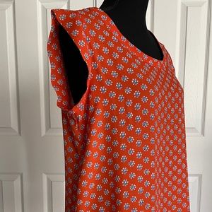 Orange Floral Sleeveless top, Pleione, M